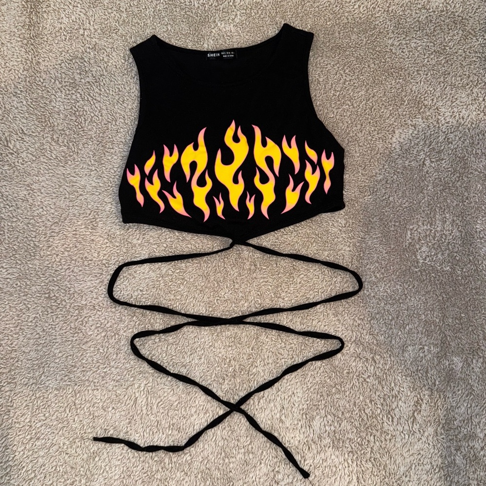 Black Flame Crop Top